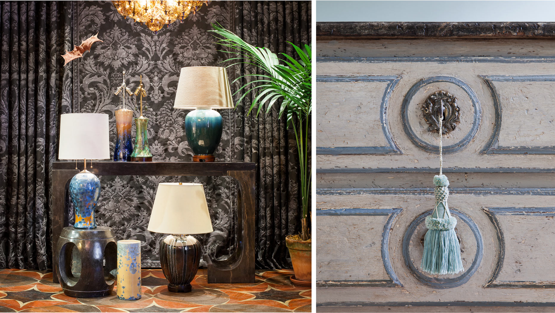 Fortuny Lamps and Dresser Detail