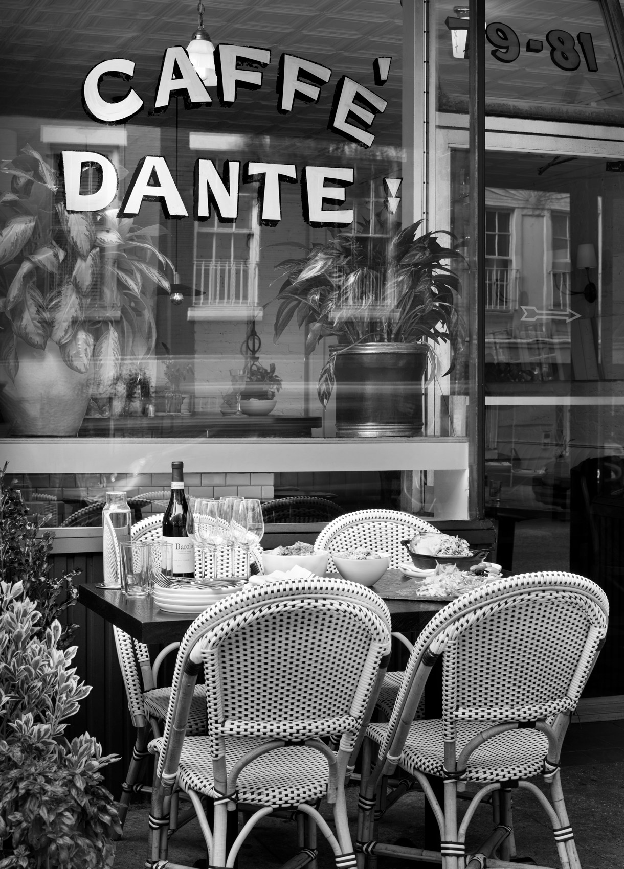 Black And White Photo of Dining Dante New York City